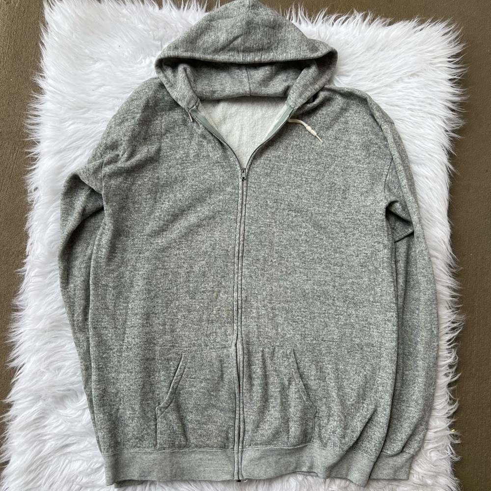 Vintage 80s Tri Blend Heather Gray Full Zip Hoodie